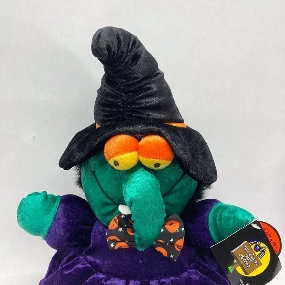 VINTAGE 1994 Dandee Velour Witch Halloween Plush Stuffed Animal Soft Expressions - Picture 2 of 9